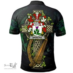 ScotsTee Shop Irish Webster Irish Family Crest Polo Shirt - Ireland Shamrock with Celtic Cross A7