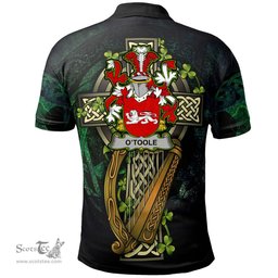 ScotsTee Shop Irish Toole or O'Toole Irish Family Crest Polo Shirt - Ireland Shamrock with Celtic Cross A7