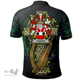 ScotsTee Shop Irish Tonson Irish Family Crest Polo Shirt - Ireland Shamrock with Celtic Cross A7