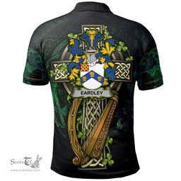ScotsTee Shop Irish Eardley Irish Family Crest Polo Shirt - Ireland Shamrock with Celtic Cross A7