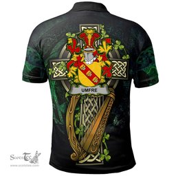 ScotsTee Shop Irish Umfre Irish Family Crest Polo Shirt - Ireland Shamrock with Celtic Cross A7