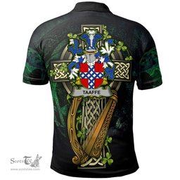 ScotsTee Shop Irish Taaffe Irish Family Crest Polo Shirt - Ireland Shamrock with Celtic Cross A7