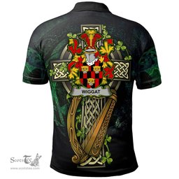 ScotsTee Shop Irish Wiggat Irish Family Crest Polo Shirt - Ireland Shamrock with Celtic Cross A7