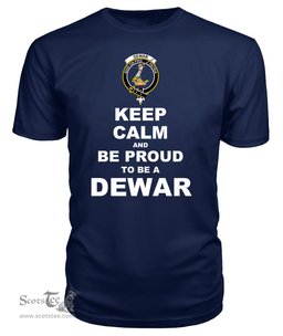 ScotsTee Shop Navy Tartan T Shirts Scottish Dewar Clan Keep Calm and Be Proud To Be a Dewar T Shirt