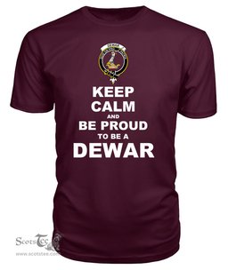ScotsTee Shop Maroon Tartan T Shirts Scottish Dewar Clan Keep Calm and Be Proud To Be a Dewar T Shirt