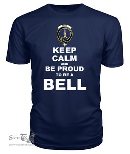ScotsTee Shop Navy Tartan T Shirts Scottish Bell Clan Keep Calm and Be Proud To Be a Bell T Shirt