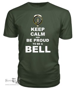 ScotsTee Shop Military Green Tartan T Shirts Scottish Bell Clan Keep Calm and Be Proud To Be a Bell T Shirt