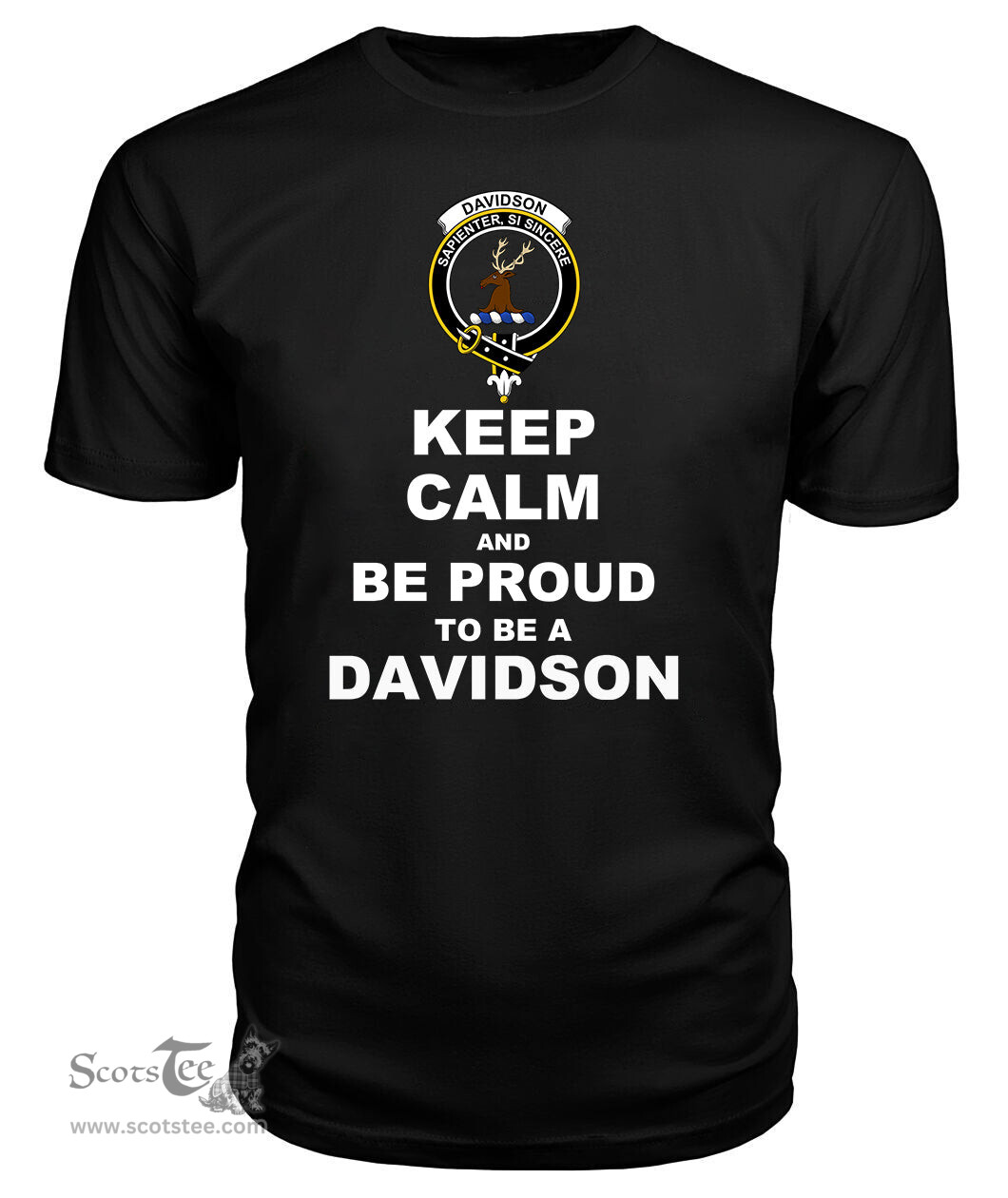 ScotsTee Shop Black Tartan T Shirts Scottish Davidson Clan Keep Calm and Be Proud To Be a Davidson T Shirt
