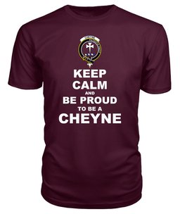 ScotsTee Shop Maroon Tartan T Shirts Scottish Cheyne Clan Keep Calm and Be Proud To Be a Cheyne T Shirt