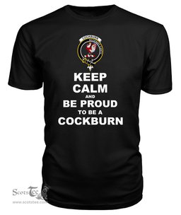 ScotsTee Shop Black Tartan T Shirts Scottish Cockburn Clan Keep Calm and Be Proud To Be a Cockburn T Shirt