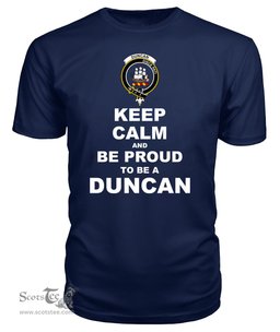 ScotsTee Shop Navy Tartan T Shirts Scottish Duncan Clan Keep Calm and Be Proud To Be a Duncan T Shirt