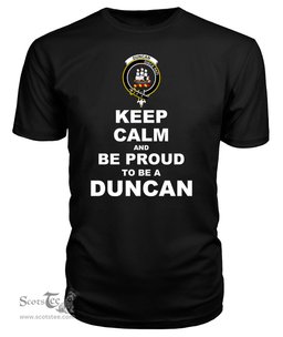 ScotsTee Shop Black Tartan T Shirts Scottish Duncan Clan Keep Calm and Be Proud To Be a Duncan T Shirt