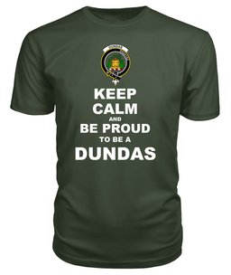 ScotsTee Shop Military Green Tartan T Shirts Scottish Dundas Clan Keep Calm and Be Proud To Be a Dundas T Shirt