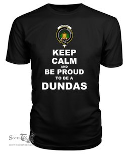 ScotsTee Shop Black Tartan T Shirts Scottish Dundas Clan Keep Calm and Be Proud To Be a Dundas T Shirt