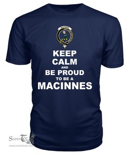 ScotsTee Shop Navy Tartan T Shirts Scottish Macinnes Clan Keep Calm and Be Proud To Be a Macinnes T Shirt