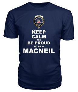 ScotsTee Shop Navy Tartan T Shirts Scottish Macneil Of Barra Clan Keep Calm and Be Proud To Be a Macneil Of Barra T Shirt