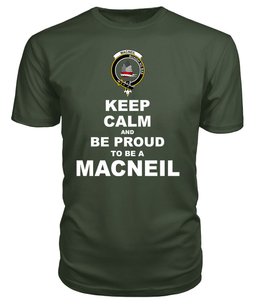 ScotsTee Shop Military Green Tartan T Shirts Scottish Macneil Of Barra Clan Keep Calm and Be Proud To Be a Macneil Of Barra T Shirt