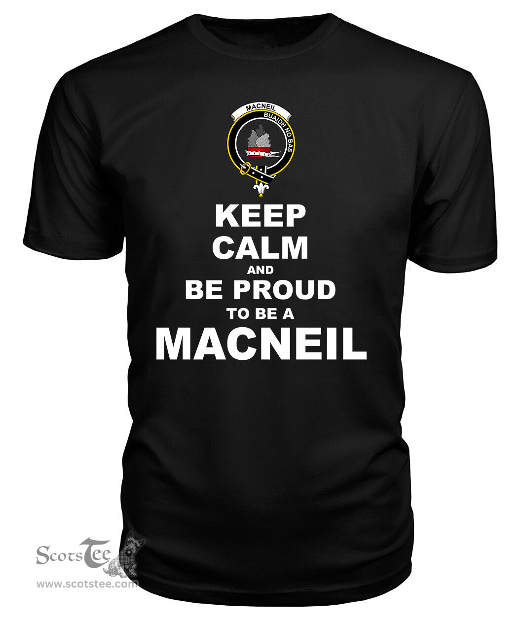 ScotsTee Shop Black Tartan T Shirts Scottish Macneil Of Barra Clan Keep Calm and Be Proud To Be a Macneil Of Barra T Shirt