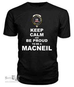 ScotsTee Shop Black Tartan T Shirts Scottish Macneil Of Barra Clan Keep Calm and Be Proud To Be a Macneil Of Barra T Shirt