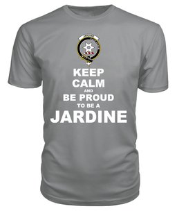 ScotsTee Shop Grey Tartan T Shirts Scottish Jardine Clan Keep Calm and Be Proud To Be a Jardine T Shirt