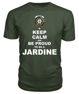 ScotsTee Shop Military Green Tartan T Shirts Scottish Jardine Clan Keep Calm and Be Proud To Be a Jardine T Shirt