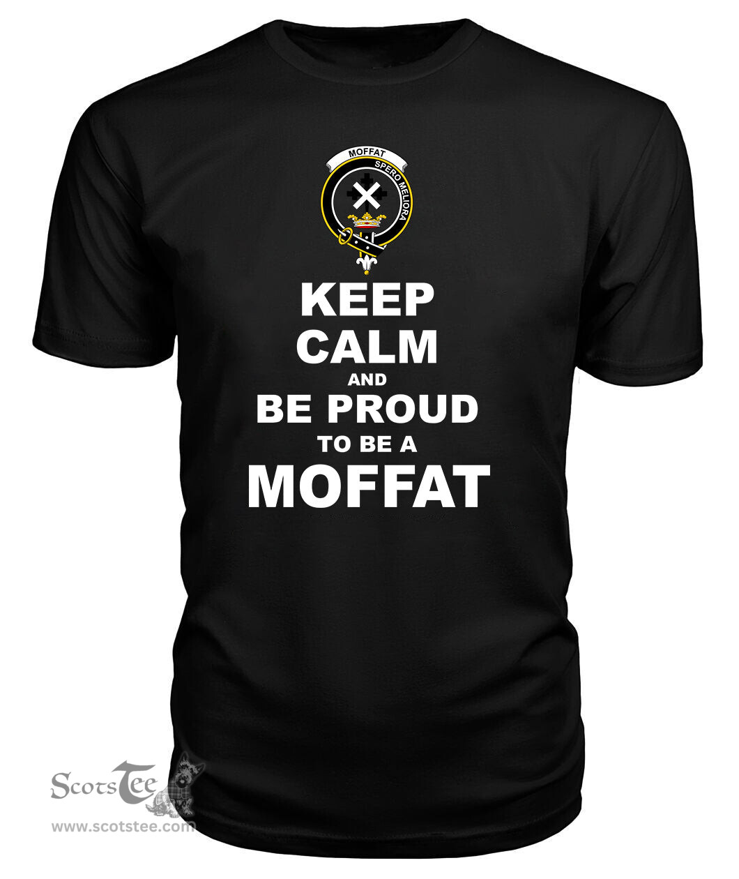 ScotsTee Shop Black Tartan T Shirts Scottish Moffat Clan Keep Calm and Be Proud To Be a Moffat T Shirt