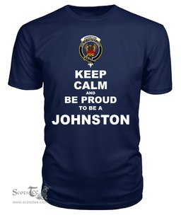 ScotsTee Shop Navy Tartan T Shirts Scottish Johnston Clan Keep Calm and Be Proud To Be a Johnston T Shirt