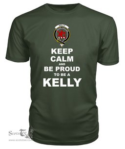 ScotsTee Shop Military Green Tartan T Shirts Scottish Kelly Clan Keep Calm and Be Proud To Be a Kelly T Shirt