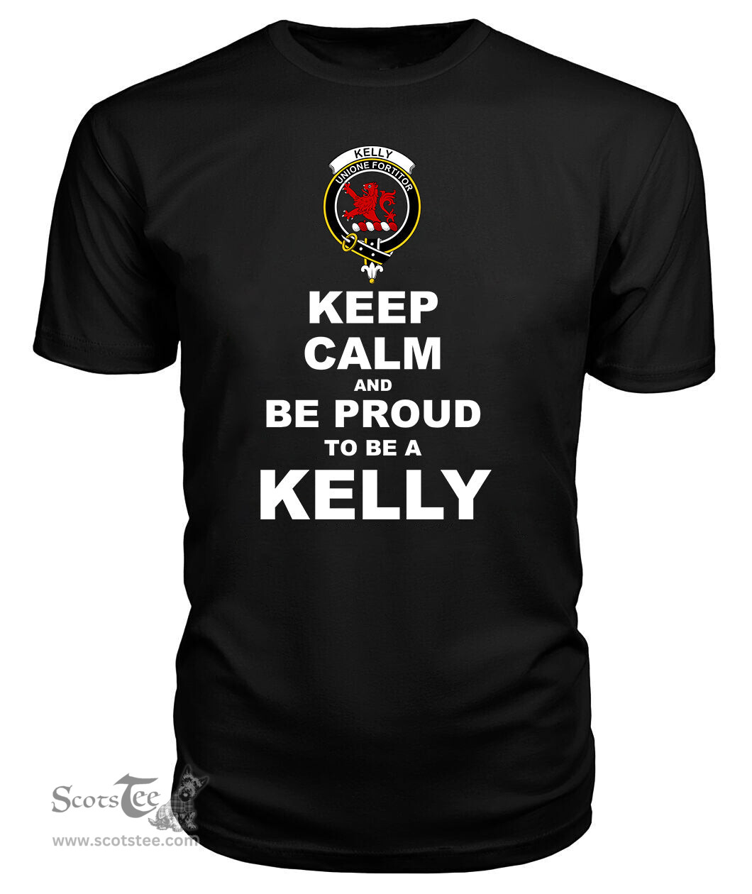 ScotsTee Shop Black Tartan T Shirts Scottish Kelly Clan Keep Calm and Be Proud To Be a Kelly T Shirt