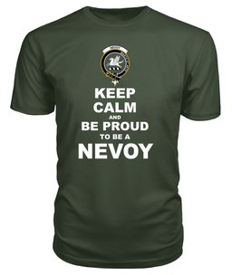 ScotsTee Shop Military Green Tartan T Shirts Scottish Nevoy Clan Keep Calm and Be Proud To Be a Nevoy T Shirt