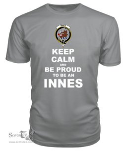 ScotsTee Shop Grey Tartan T Shirts Scottish Innes Clan Keep Calm and Be Proud To Be an Innes T Shirt