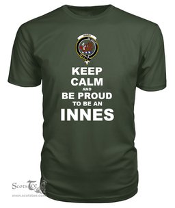 ScotsTee Shop Military Green Tartan T Shirts Scottish Innes Clan Keep Calm and Be Proud To Be an Innes T Shirt