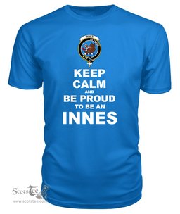 ScotsTee Shop Royal Blue Tartan T Shirts Scottish Innes Clan Keep Calm and Be Proud To Be an Innes T Shirt