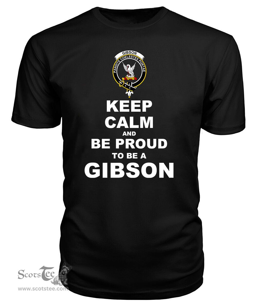 ScotsTee Shop Black Tartan T Shirts Scottish Gibson Clan Keep Calm and Be Proud To Be a Gibson T Shirt