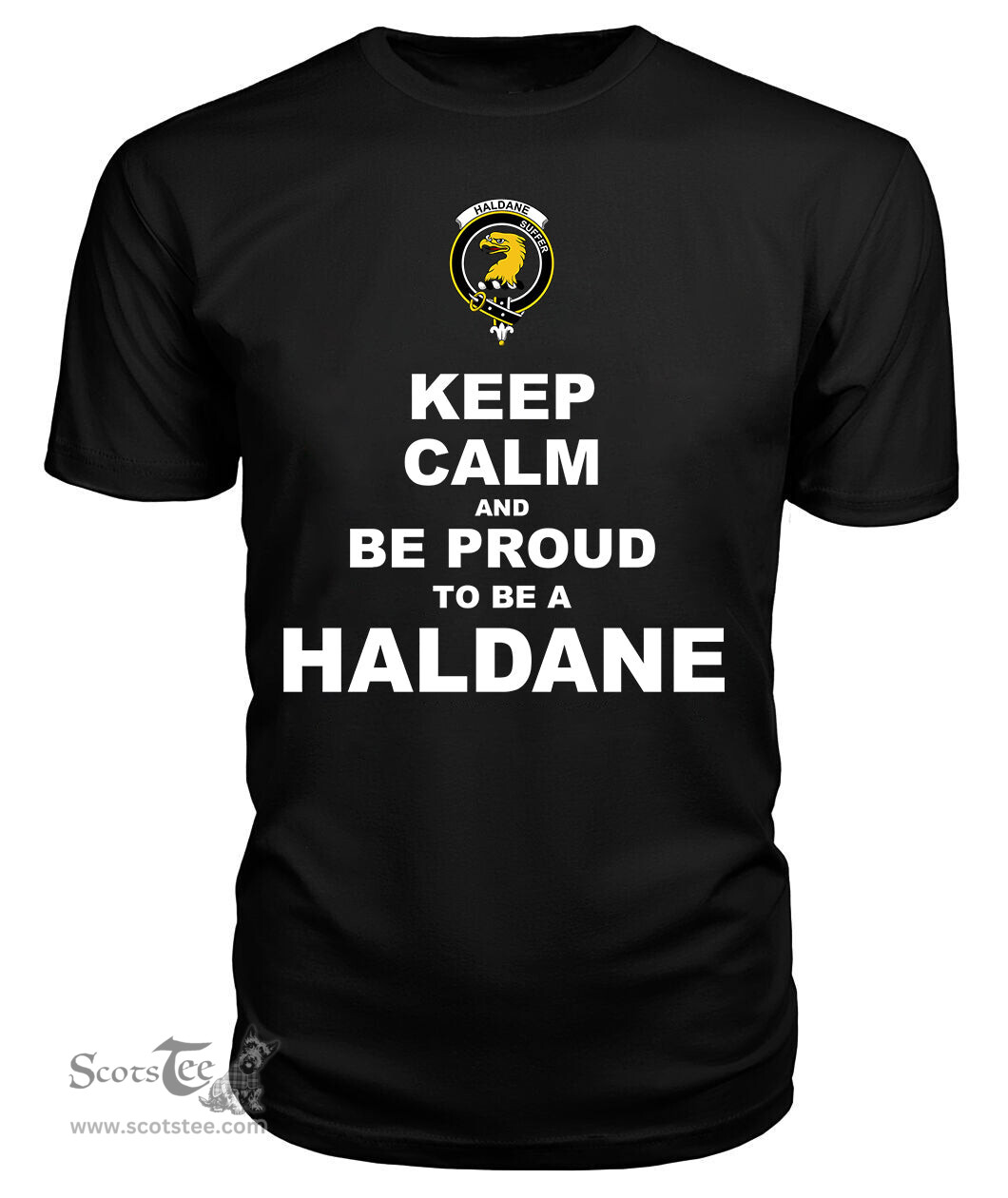 ScotsTee Shop Black Tartan T Shirts Scottish Haldane Clan Keep Calm and Be Proud To Be a Haldane T Shirt