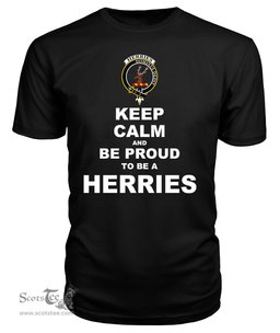 ScotsTee Shop Black Tartan T Shirts Scottish Herries Clan Keep Calm and Be Proud To Be a Herries T Shirt