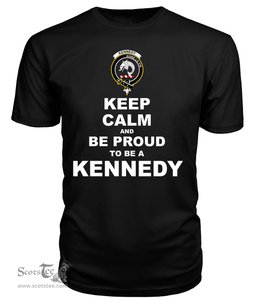 ScotsTee Shop Black Tartan T Shirts Scottish Kennedy Clan Keep Calm and Be Proud To Be a Kennedy T Shirt