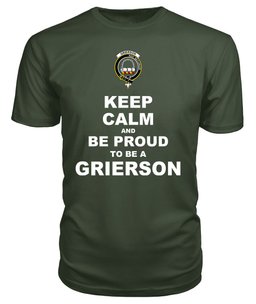 ScotsTee Shop Military Green Tartan T Shirts Scottish Grierson Clan Keep Calm and Be Proud To Be a Grierson T Shirt