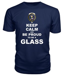 ScotsTee Shop Navy Tartan T Shirts Scottish Glass Clan Keep Calm and Be Proud To Be a Glass T Shirt