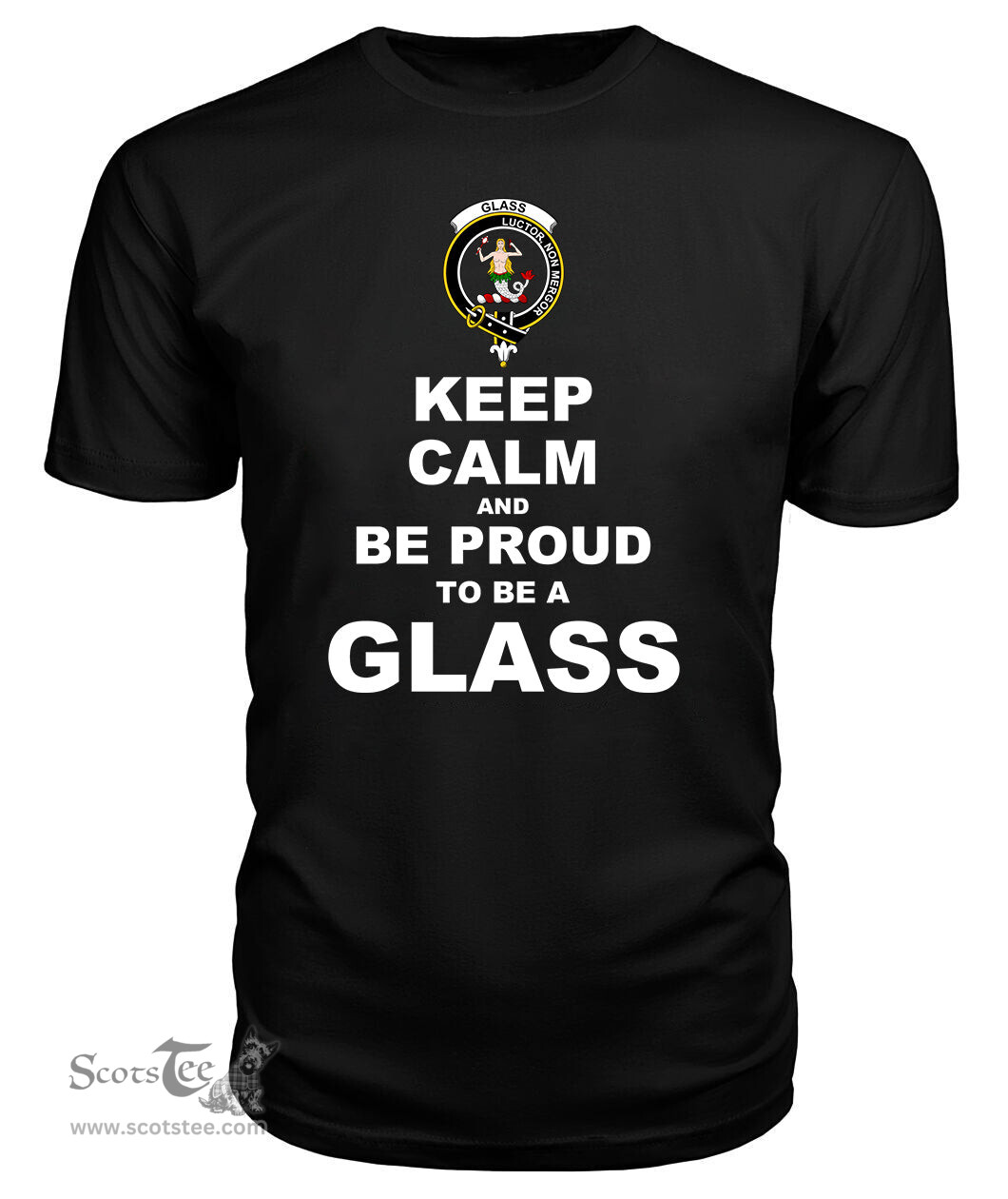 ScotsTee Shop Black Tartan T Shirts Scottish Glass Clan Keep Calm and Be Proud To Be a Glass T Shirt