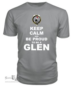 ScotsTee Shop Grey Tartan T Shirts Scottish Glen Clan Keep Calm and Be Proud To Be a Glen T Shirt