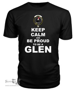 ScotsTee Shop Black Tartan T Shirts Scottish Glen Clan Keep Calm and Be Proud To Be a Glen T Shirt