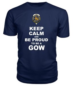 ScotsTee Shop Navy Tartan T Shirts Scottish Gow Clan Keep Calm and Be Proud To Be a Gow T Shirt