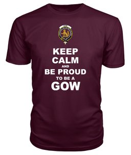 ScotsTee Shop Maroon Tartan T Shirts Scottish Gow Clan Keep Calm and Be Proud To Be a Gow T Shirt