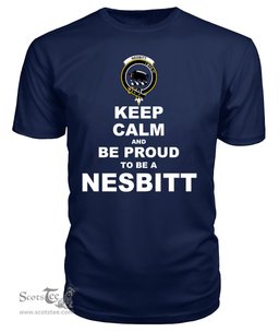 ScotsTee Shop Navy Tartan T Shirts Scottish Nesbitt Or Nisbet Clan Keep Calm and Be Proud To Be a Nesbitt T Shirt