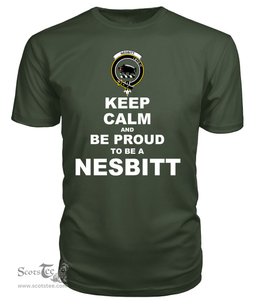 ScotsTee Shop Military Green Tartan T Shirts Scottish Nesbitt Or Nisbet Clan Keep Calm and Be Proud To Be a Nesbitt T Shirt