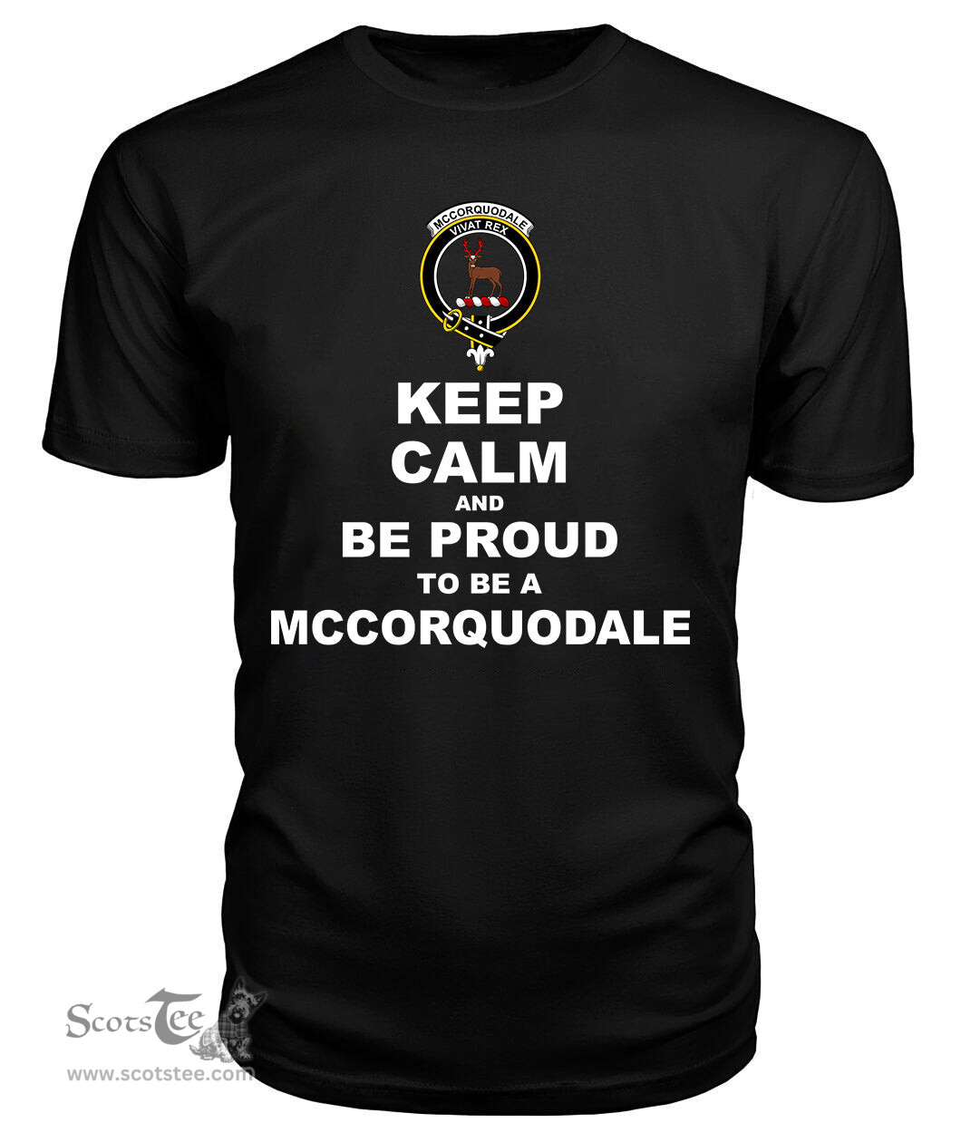 ScotsTee Shop Black Tartan T Shirts Scottish Mccorquodale Clan Keep Calm and Be Proud To Be a Mccorquodale T Shirt