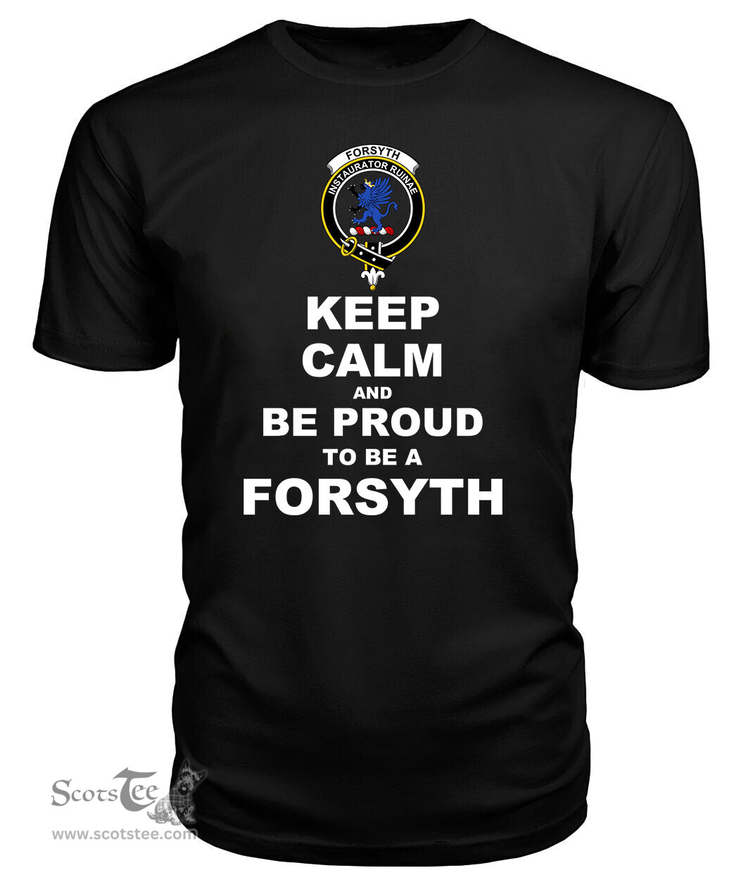 ScotsTee Shop Black Tartan T Shirts Scottish Forsyth Clan Keep Calm and Be Proud To Be a Forsyth T Shirt