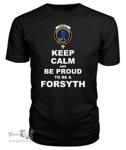 ScotsTee Shop Black Tartan T Shirts Scottish Forsyth Clan Keep Calm and Be Proud To Be a Forsyth T Shirt