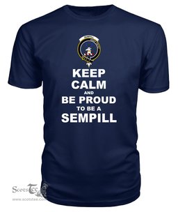 ScotsTee Shop Navy Tartan T Shirts Scottish Sempill Or Semple Clan Keep Calm and Be Proud To Be a Sempill T Shirt